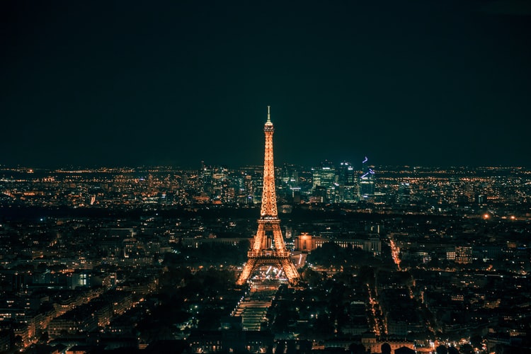 Eiffel Tower with La Defense backdrop Paris