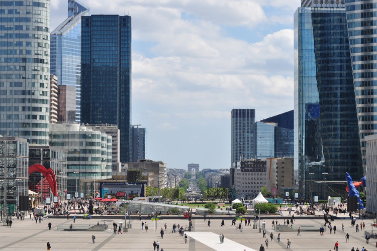 View of Arc de Triomphe from La Defense Paris