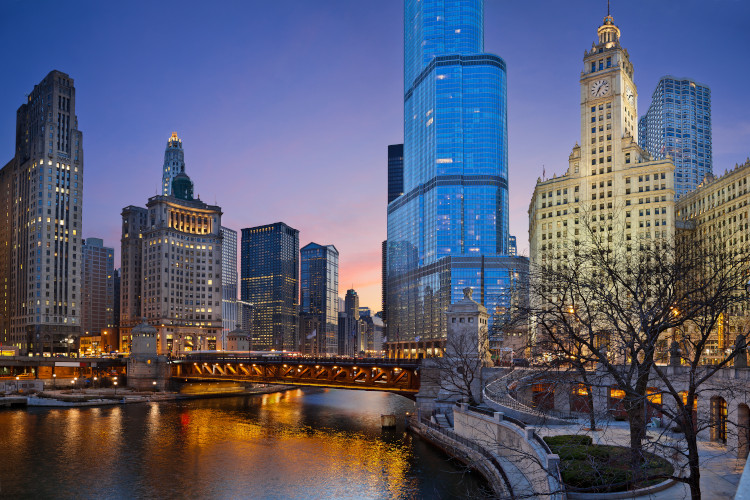 Sunset in Chicago.