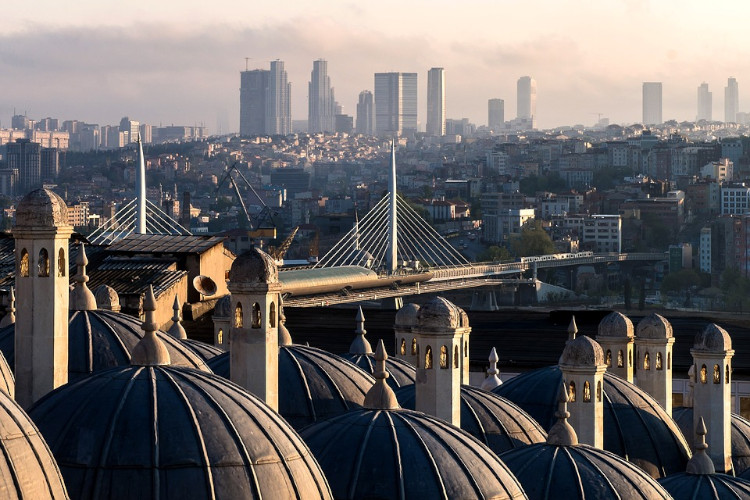 istanbul skyscrapers from suleymaniye mosque