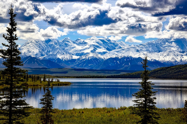 mt denali reflecting in a lake